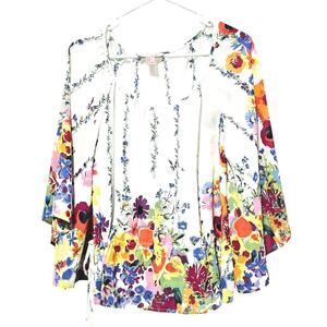 The Garden Collection by H&M Blouse White Floral Kimono Sleeve Boho Size 4